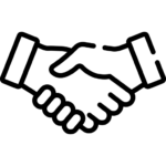 "Handshake icon symbolizing business partnership and collaboration"